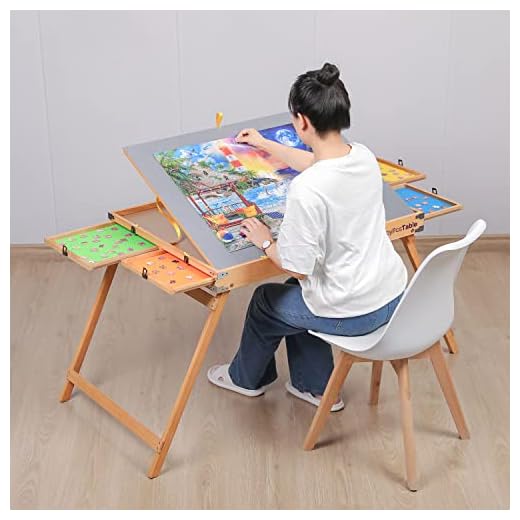 JoyPcsTable Puzzle Table with Drawers Portable Jigsaw Puzzle Board, 1500 Pieces Tilting Puzzle Table with Legs Puzzle Storage Trays for Sorting