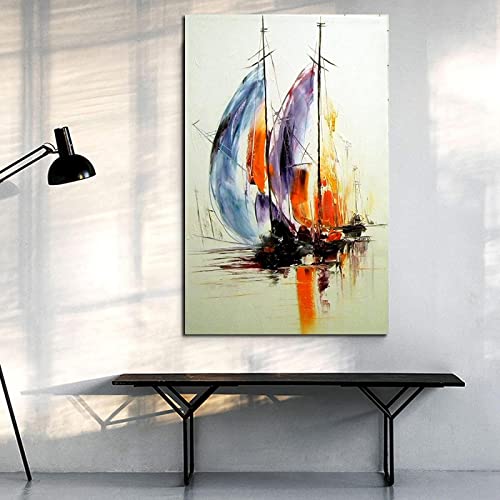 HMXQLW Mer Bateau Paysage Toile Peinture Affiche Decoration Murale Tableau Art, Impression sur Toile Salon Chambre Maison Decor Murale Moderne Aesthetic Art sans Cadre (30X40CM)