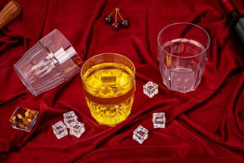 Image of Round Polycarbonate Unbreakable Drinking Glass Set of 6 (300 ml, Transparent) - Plastic Tumblers for Water, Juice, Beer & Cold Drinks | Reusable Glass for Home, Kitchen, Restaurant (ICED-Clear)