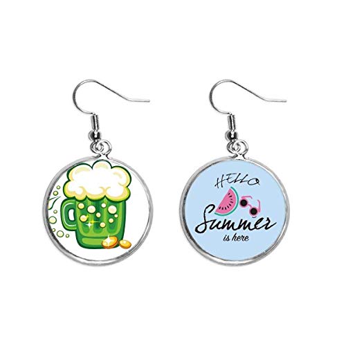 Pendientes de sandía verano lóbulo desgaste con diseño de trébol de cuatro hojas