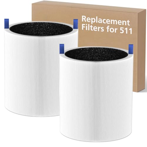 Blue Pure 511 Replacement Filter Compatible with Blueair Blue Pure 511 Air Purifier, 2-in-1 511 HEPA Particle Filter and Activated Carbon Filter, 2 Pack