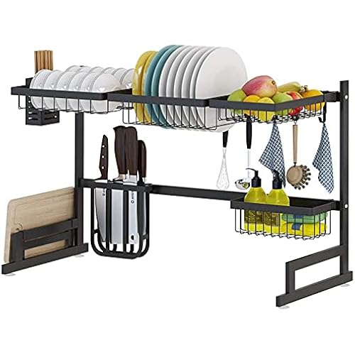 Dish Drainer Rack Holder Black Stainless Steel Kitchen Rack Sink Sink Dish Rack Drain Bowl Rack Dish Rack Kitchen Supplies Storage Rack 85/65cm,85cm