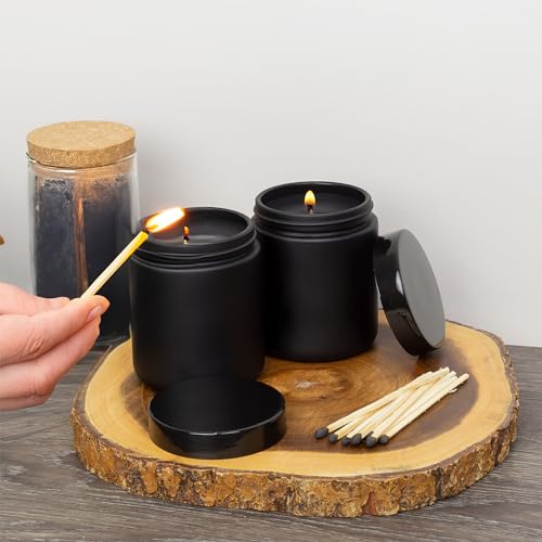 Cornucopia 8oz Black Coated Glass Jars (6-Pack); Cosmetic Jars with Black Plastic Lids and Black Matte Exterior, 8-Ounce / 9-ounce Capacity4