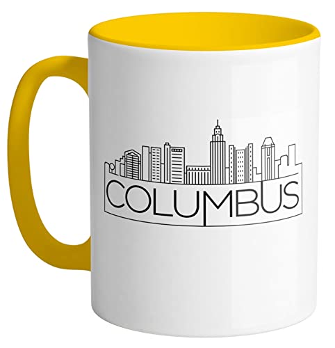 TeesAndTankYou Skyline Columbus Ohio Coffee Mug 11oz Yellow