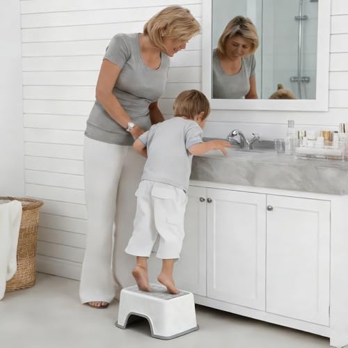 Image of 5 Inch Height Step Stool, 11.8 inch L x 7.5 inch W Toddler Step Stool | One Step Stools for Kids, Small Child Foot Stool for Bed, Bathroom, Toilet, Potty Training - Gray 11.8 inch L x 7.5 inch W x 5''H