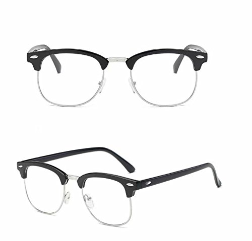 Preisvergleich Produktbild Unisex Retro Brille Brillen Schwarz, halber Rahmen