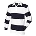 Front Row Sewn Stripe Long Sleeve Sports Rugby Polo Shirt (M) (Duck Egg/Navy)