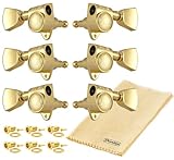 Tonebird Grover 102GK Rotomatics Guitar Tuners, Tuning Machines Set 3+3 Gold Keystone Button 14:1 with Tonebird Dunlop Polish Cloth Bundle Tuner Keys, Heads