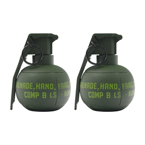 M67 Dummy Grenade Model 2Pcs, Plastic Grenades Props for Tactical Airsoft Plastic CS Battle Game for Movie Props for Age14+ (Green*2 PCS)