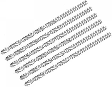 sourcing map HSS(High Speed Steel) Extra Long Twist Drill Bits, 6.2mm Drill Diameter 160mm Length 6 Pcs