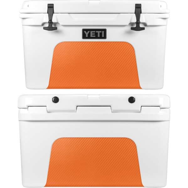 Skinit Decal Cooler Skin Compatible with YETI Tundra 45 Hard Cooler - Orange Carbon Fiber Specialty Texture Material Design