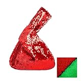 Eternal Beauty Reversible Sequin Wrist Bag, Women's Mini Portable Wristlet Knot Pouch, Valentines Sparkly Small Cute Evening Wallet Party Gift Handbag Purse, Red+Green