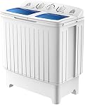 DORTALA Portable Washing Machine, 20 Lbs Twin Tub Washer & Spinner, Compact Laundry Washer for RV, Apartments and Dorms, Blue + White
