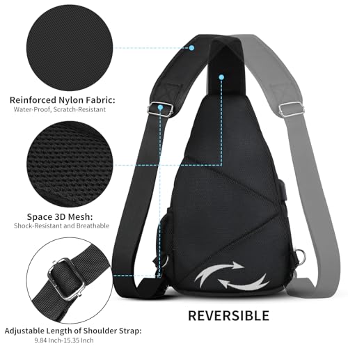 AMJ Tactical Chest Sling Bag for Men,Theft Crossbody Bag,Lightweight Hiking Shoulder Pack for Cycling, Travel, Camping4