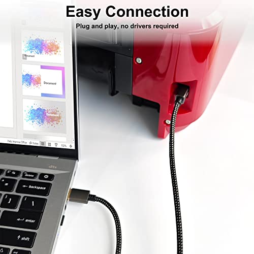 Prime Delca Printer Cable 6 Feet/1.8 Meters I Nylon Braided USB 2.0 Cable Type A Male to Type B Male Scanner Printer Cord I Compatible with Canon, Brother, Epson, Samsung, Hp, Dell... - Image 5