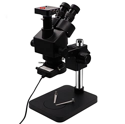 Microscope 7X-45X Trinocular Microscope Continuous Zoom Black Simul Focal Stereo Microscope Adjustable LED Light 14 38MP 21MP H_DMI Camera(21MP Camera)