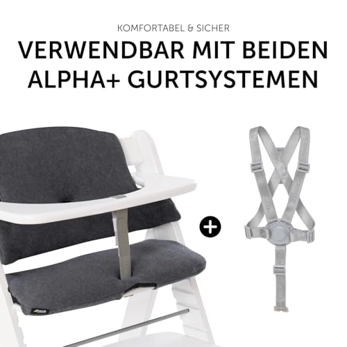 hauck Highchair Pad Select, Charcoal - Hochstuhl Sitzkissen Kompatibel mit Alpha+, Beta+, Arketa Holzhochstuhl, 6-36 Monate, Anti-Rutsch, Doppelte Polsterung, Einfache Befestigung