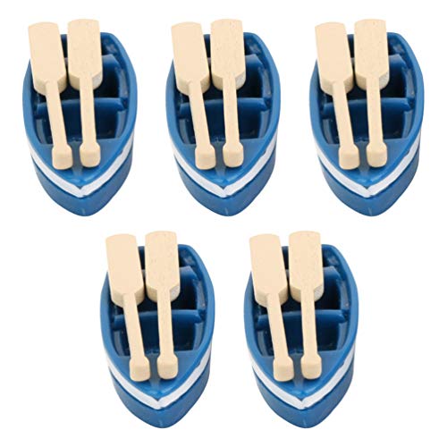 5 Ensembles de Bateaux à Rames de Maison de Poupée Miniature avec des Rames Mini Fée Jardin Résine Bateau à Rames Maison de Poupée Ornement Nautique