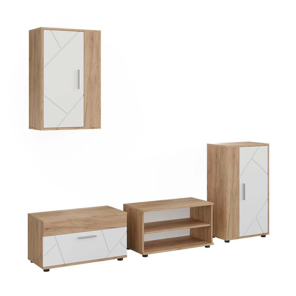 Vicco Parete attrezzata soggiorno Berno, Rovere dorato/Bianco