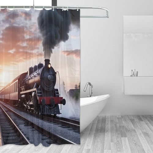 Rideau de douche anti-moisissure train vintage 182x182 cm étanche - 4