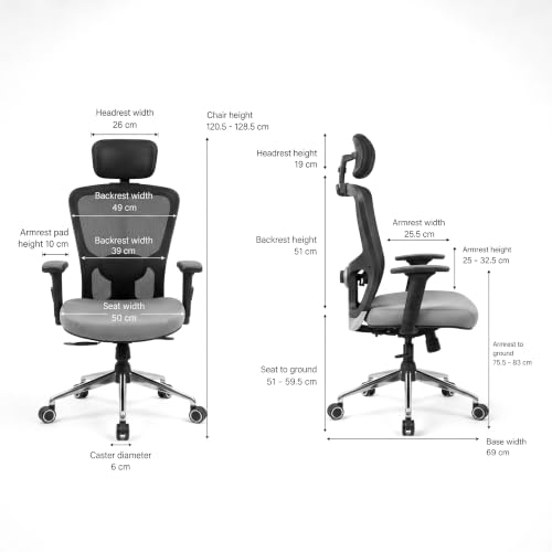 Image of Make My Chairs Jazen Prime Ergonomic Office Chair | 5-Years Warranty | High Back Mesh Chair | Adjustable Lumbar Support, 3D Armrests, Seat Slider, Multi-Lock Synchro Tilt Recline Mechanism
