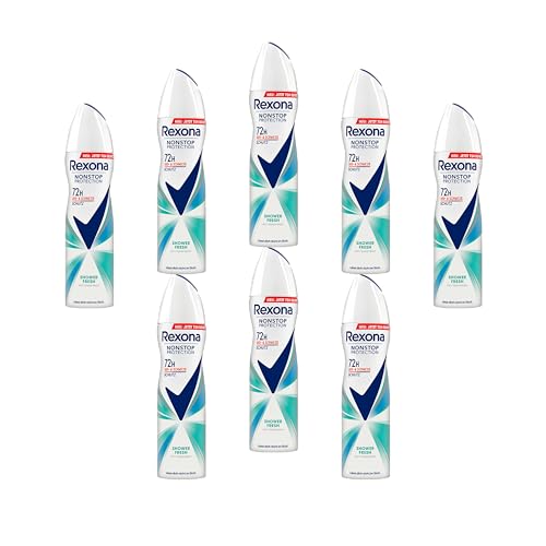 8x Rexona Nonstop Protection Deospray Shower Fresh Anti Transpirant mit 72 Stunden Schutz vor Schweiß und Körpergeruch 150 ml