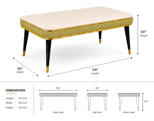 Image of WOODEN SPACE 4 Seater Wooden Dining Table Set | Urban Marble Top Dining Table with Chairs for Dining Room & Kitchen (Modern Zyro Light Green) (54 x 36 x 30 inch)
