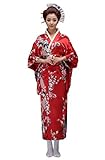 Soojun Women's Traditional Japanese Kimono Style Robe Yukata Costumes 1 Red