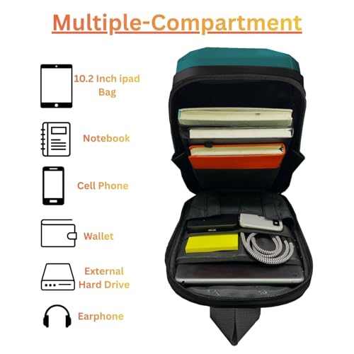 Image of Tukzer ABS Hard Shell Sling Bag Aliens Series 180Open Crossbody Side Shoulder Bag for Mens, Women, Office,Travel,Everyday Mini Backpack for iPad,Tablet,Smartphone,Charger,Headphone,HDD,Camera(02-TBL)