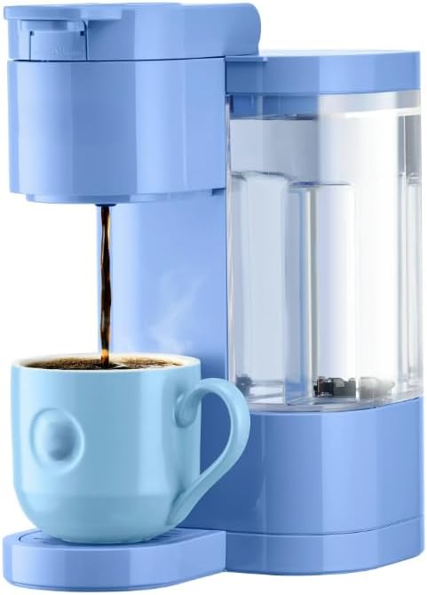 KeuriigK K Express Essentials Single Serve K Cup Pod Coffee Maker, 3 cup sizes (6, 8, and 10oz), Fast Fresh Brew, 30oz Removable Water Reservoir (BlueBell)