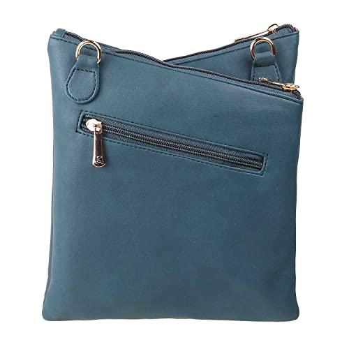 Image of Mochi Blue Faux Leather Premium Zipper Casual Sling Bag For Women (66-7211)