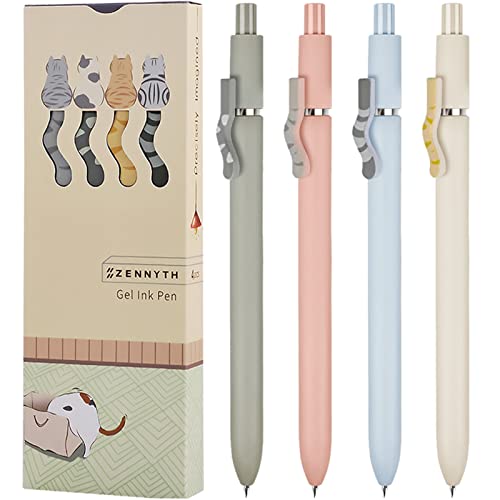 Image of UIXJODO Cat Pens, 8 Pcs 0.5mm Cute Kawaii Black Ink Fine Point Smooth Writing, High-End Series Cat's Tail Retractable for Journaling Note Taking