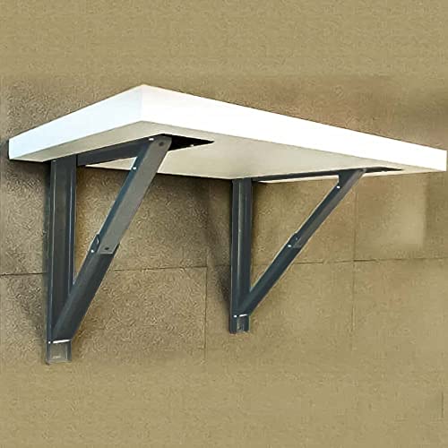 Image of VOLO Pack of 2 Pieces (1 Set ) Heavy Duty Folding Bracket | 150 Kg Load Capacity | Foldable Wall Shelf Bracket | Bracket for Fold Down Table and Wall with Fittings | (Iron | Grey, 20 Inch (500mm))