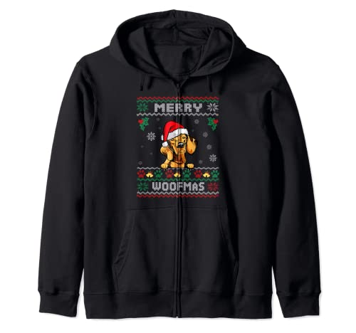 Feliz Woofmas Vizsla Dog Funny Christmas Ugly Xmas Sudadera con Capucha