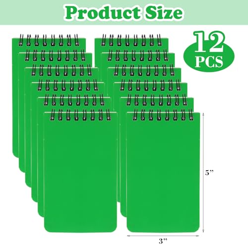 Image of 12 Pack mini Spiral Steno Pads,3x5 Inch Small Pocket Notebooks,75 Sheets /150 Pages College Ruled Lined Note Pads For Kids Adults Outdoor,Home,School,Office (Green)