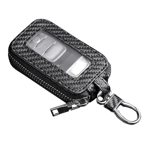 Opuweiy Car Key Holder, Carbon Fiber Pattern Key Cover, Universal Storage Bag for Men Women (Black)