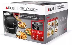 SEB Actifry Advance Fritteuse, 1,2 kg, ohne Öl, elektrisch, schwarz, intelligente Temperaturregulierung, gesundes Frittieren, Brauereiblatt, Rezeptanwendung, geruchsneutral, einfach zu bedienen
