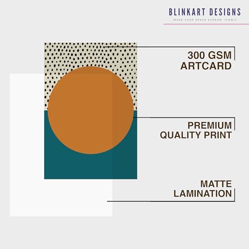 Image of BLINKART Vintage Bauhaus Retro Geometric Aesthetic Poster Gallery | Colorful Wrap Framed For Home Office Studio Living Room Modern Art Studio Decoration Abstract Shapes | (d141) | 13x10 Inch