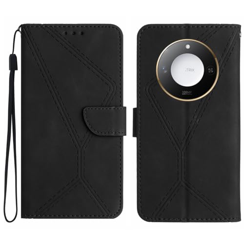 Rfvzubemok Compatible with Redmi A3x 4G 24048RN6CG Case,Compatible with Redmi A3x 4G 24048RN6CG Kickstand Flip Card Slot Magnetic Closure Phone Cover Black