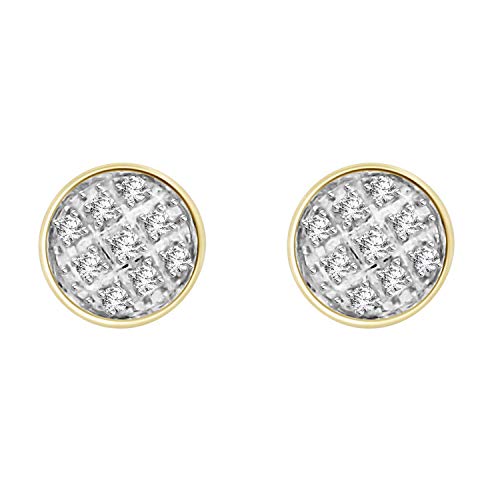 Natural Diamond 10k Yellow Gold Round Dome Shape Micro Pave Cluster Men's Stud Earrings (1/20 cttw, I-J Color, I2-I3 Clarity) 5.85 mm2