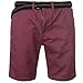 Pierre Cardin Hommes 100% Coton Classique Tressé Ceinture Chino Shorts (XL, Burgundy)