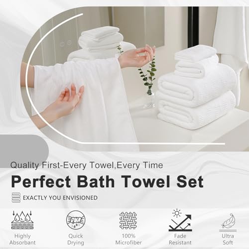 4 Piece Extra Large Bath Towel 35"x70" Oversized Bath Sheet White Bath Towel Set for Bathroom Ultra Soft Cozy Highly Absorbent Quick Dry Bathroom Towel for Spa Gym Hotel,Shower Towel for Daily Use by Jessy Home - Image 7