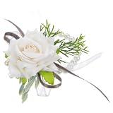 TIDTALEO Pulsera de Flores Artificiales con Perlas de Tela de Seda y Plástico, Elegante y Cómoda para Fiestas de Baile y Ambientación de Bodas