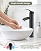 gotonovo Vessel Sink Faucet Modern Tall Bathroom Faucet Single Handle One Hole Stainless Steel Vanity Lavatory Rv Bowl Basin Mixer Tap with Supply Lines and Metal Pop Up Drain, Matte Black
