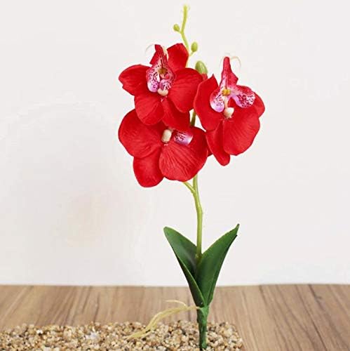 Miniatura 2 de Plantas artificiales de interior de orquídeas falsas, flores artificiales rojas de PVC, decoración del hogar, decoración suave de interior, personas