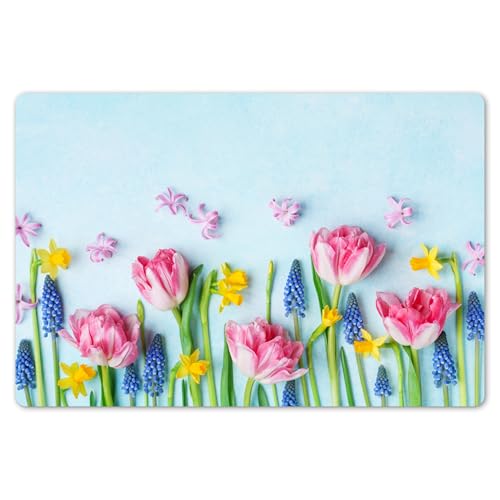 KitchenYeah© Set de 6 Manteles Individuales Plástico 45x30 cm Antimanchas y Antideslizantes Tapete Mesa Comedor Salvamantel Individual PVC Naturaleza Muerta - Flores - Primavera