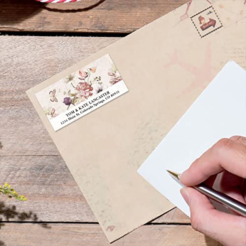 Colorful Images Boho Wildflowers Return Address Mailing Labels, Personalize with Name & Addresses, Set of 144 Self Adhesive, Easy Peel Flat Label Sheets, 1⅛" x 2¼", 4 Designs