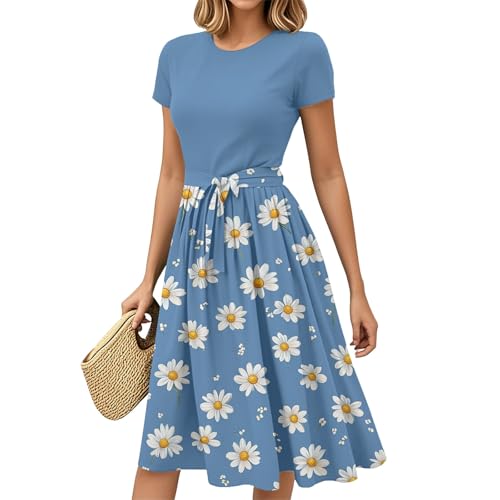 Generisch Sommerkleider Damen Leicht und Luftig Festliche Kleider für Elegant Frühlingskleid Hochzeitsgast Kleid Gelb Lange Boho Festliches Hochzeit...