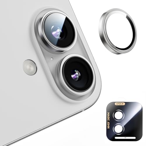 Image of MAGIC JOHN for iPhone 17 Camera Lens Protector [Alignment Kit&1:1 Invisible Fit] 9H Aerospace Tempered Glass, Ultra HD, Metal Individual Ring，Case Friendly, Set of 2,Sliver
