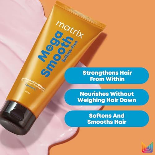 Image of Matrix Mega Smooth Sulfate-free Shampoo with Squalene and Bonding Blend for Gentle Cleansing and Bond Repair| Smoothens Hair | Safe for Chemically Treated Hair 200ml